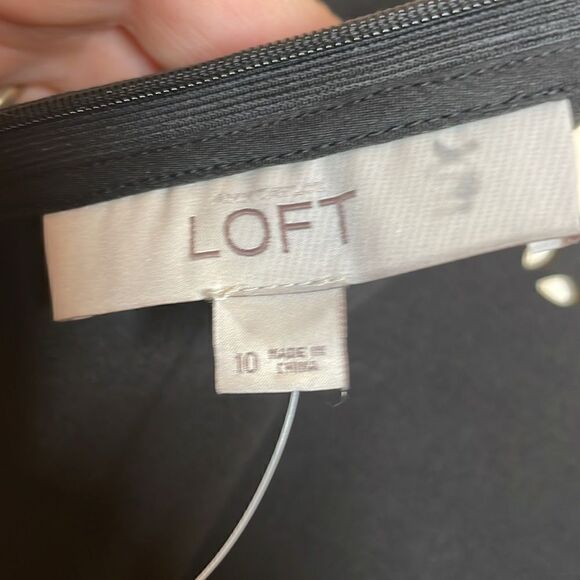 Loft Anne Taylor Black Scallop Trim Classic Fit & Flare Dress size 10 - Picture 8 of 8